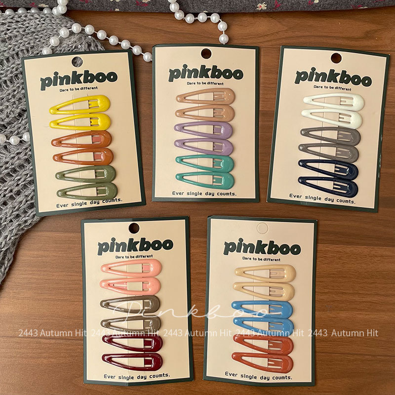 New Korean-style colorful teardrop hair clips, handcrafted children's side bangs clips, color-blocking girl bye-bye hair accessories Application Scenario