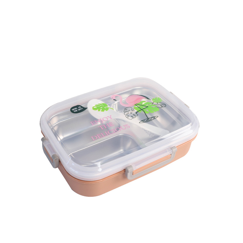 This simple student lunch box is portable for going out. It has compartments and is cute for office workers. The opening of the lunch box is simple and fashionable Item Picture