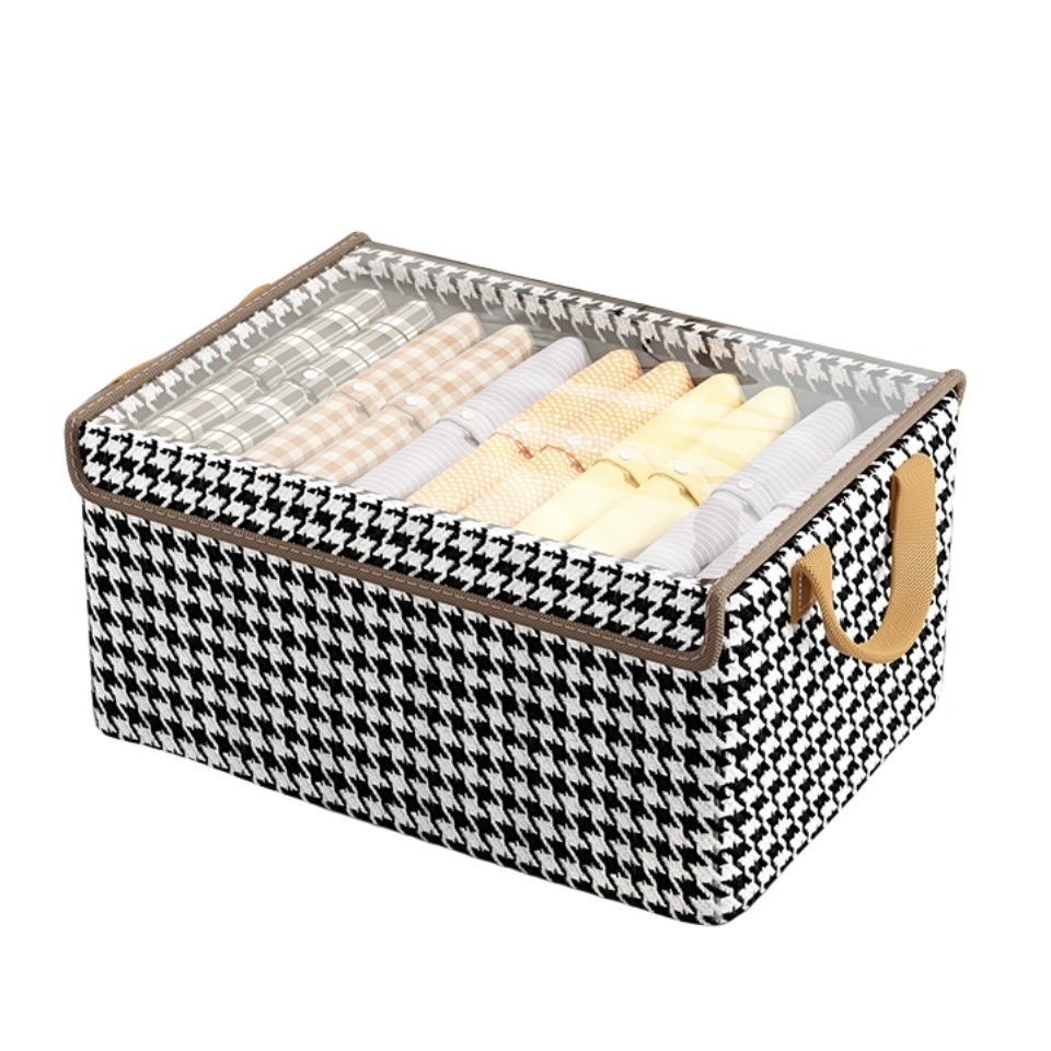 衣服收纳箱带盖衣柜抽屉式布艺棉麻衣物裤子收纳储物整理神器盒筐