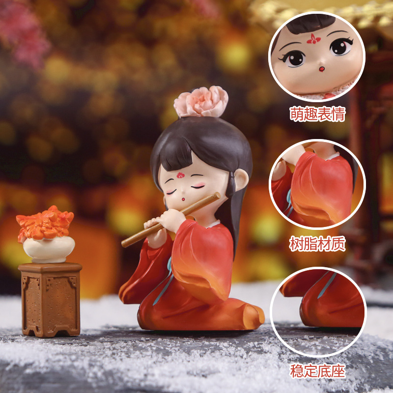 Wholesale of creative and cute Chinese-style "National Beauty and Everlasting Song" tabletop resin handicrafts designed in the four seasons Application Scenario