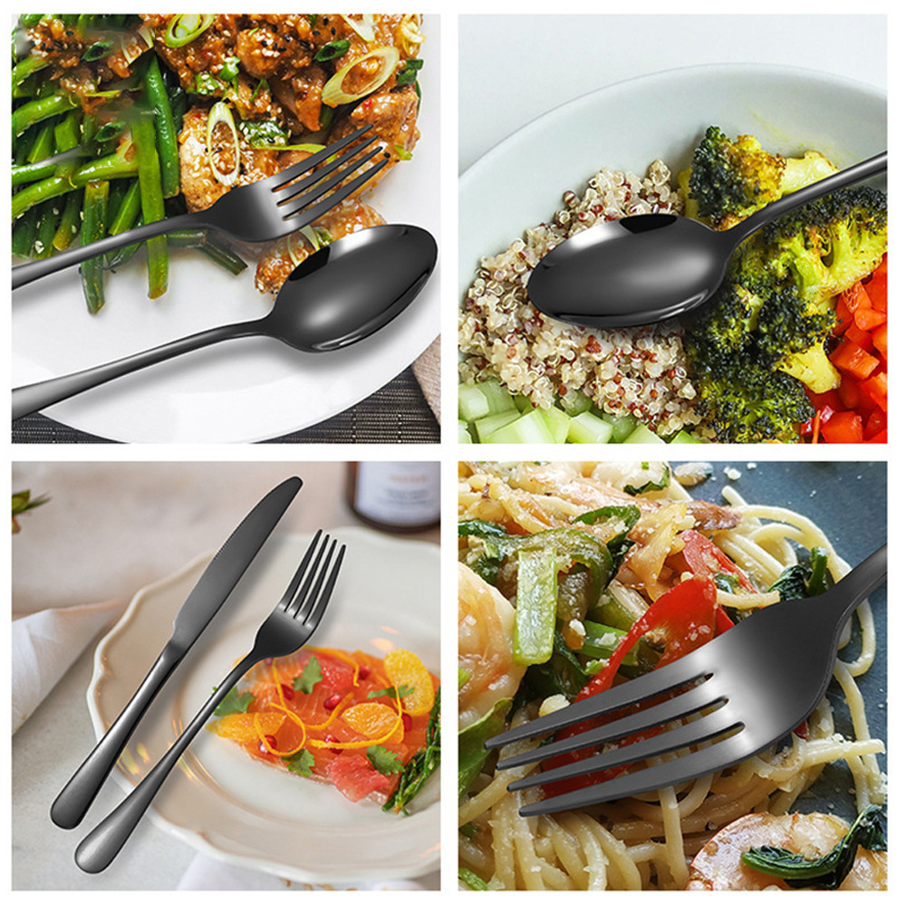 Cross-border supply 1010 stainless steel tableware four-piece set, tableware set, golden creative Western cuisine steak knife, fork and spoon details Picture