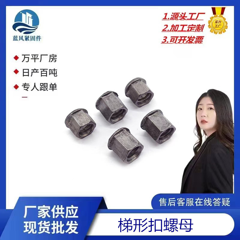 镀彩锌内外牙螺母M8小包装螺丝梯形扣螺母