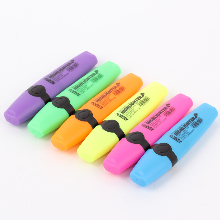 Tianfeng Foreign Trade flat highlighter, Tianfeng 225 six-color single-head highlighter, with bright and vivid colors details Picture