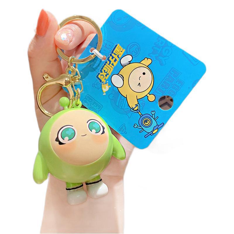 钥匙扣玻璃/钥匙扣/星星人/羊毛毡挂件/带灯章鱼钥匙扣白底实物图