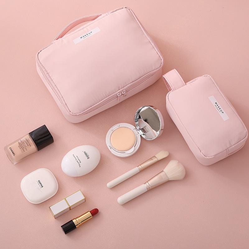 ins makeup bag, cosmetics storage bag, women's travel toiletries bag, hand-held fabric makeup bag, portable storage and storage details Picture