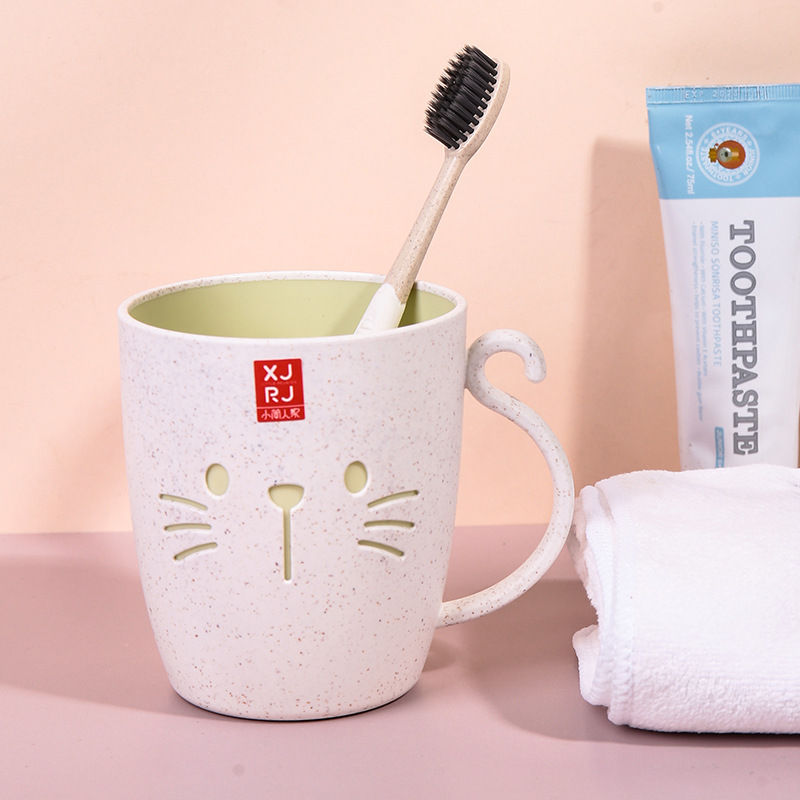 万福麦纤维塑料口杯卡通漱口杯饮水杯牙刷杯家用马克杯