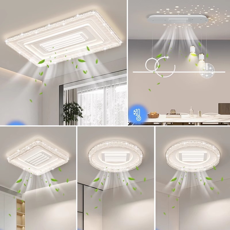 Frío y cálido doble uso ventilador sin hojas lámpara de techo sala de estar dormitorio lámpara de cristal guangdong zhongshan lámpara de techo zhongshan Specification image