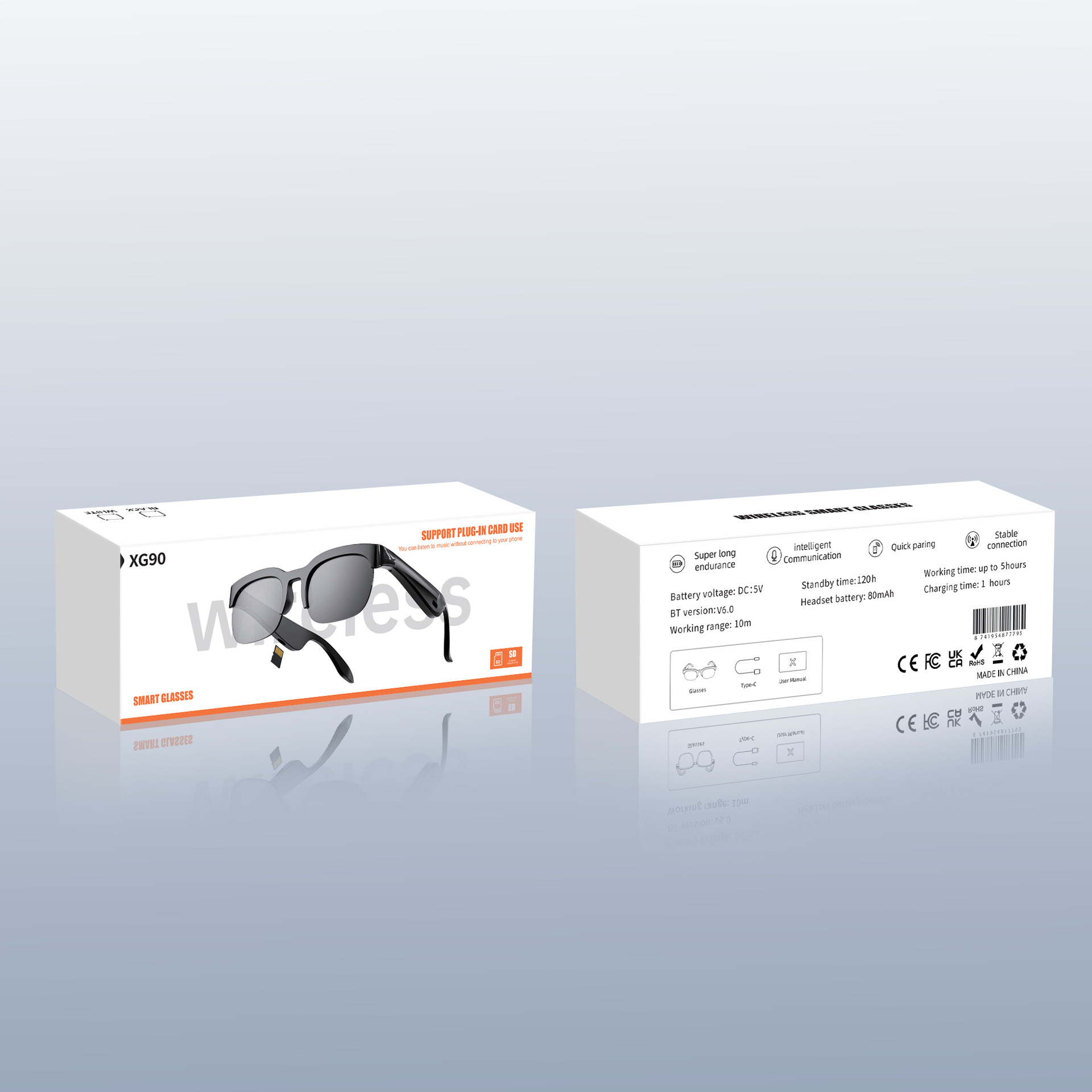 Caja de embalaje blanca traducción inteligente gafas AI pantalla hd multifuncional dispositivo de desgaste inteligente