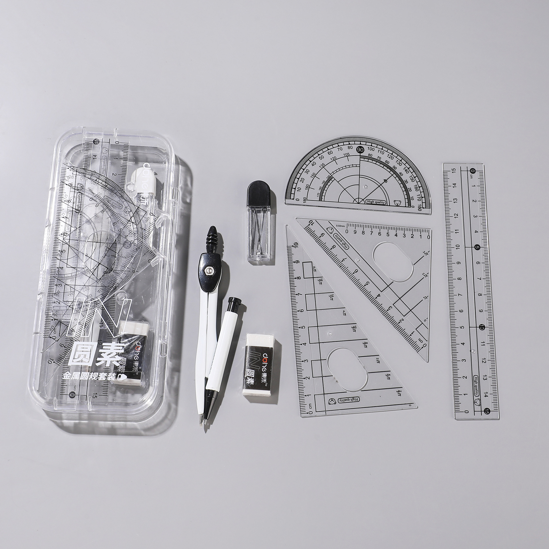 Donghe 2604 Compass Set 7-piece Compass Set for Students' Drawing multi-functional compass set Metal compass Specification image