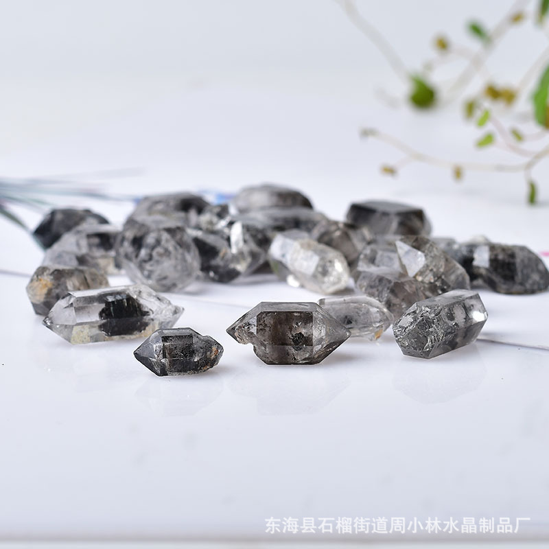 Natural crystal Sparkling Spirit Diamond, crystal rough stone, Double pointed column Helkimon Double pointed column white crystal Double head diamond DIY matching details Picture