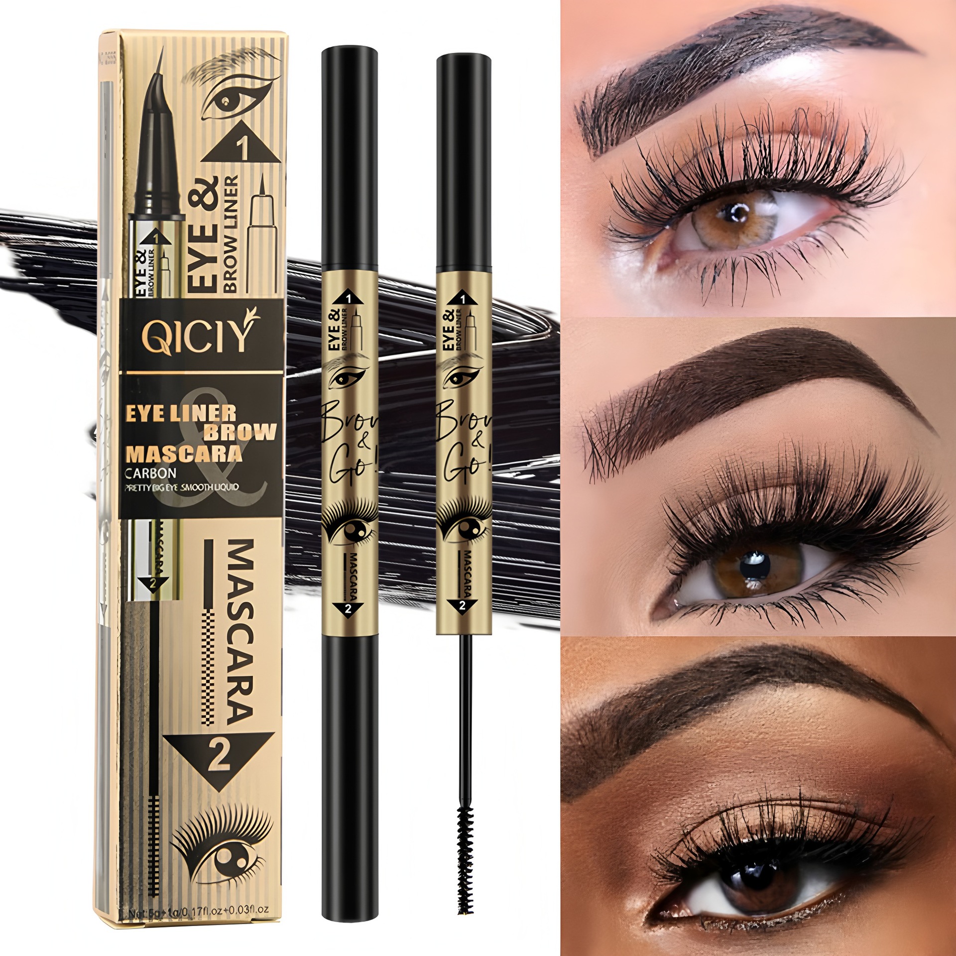 【 Cross-border Exclusive 】QICIY Eyeliner Mascara Eyebrow Pencil, one multi-color option, 5 colors available, waterproof and sweat-proof eyeliner Application Scenario