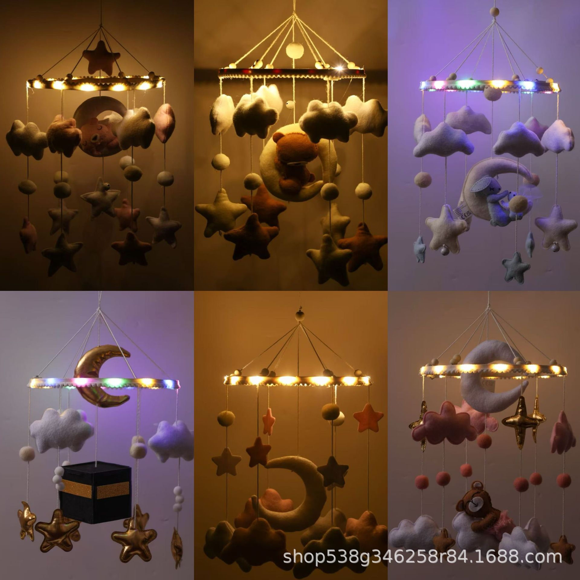 跨境新款婴儿床铃挂件玩具毛毡风铃动物床挂摇铃新生儿安抚玩具细节图