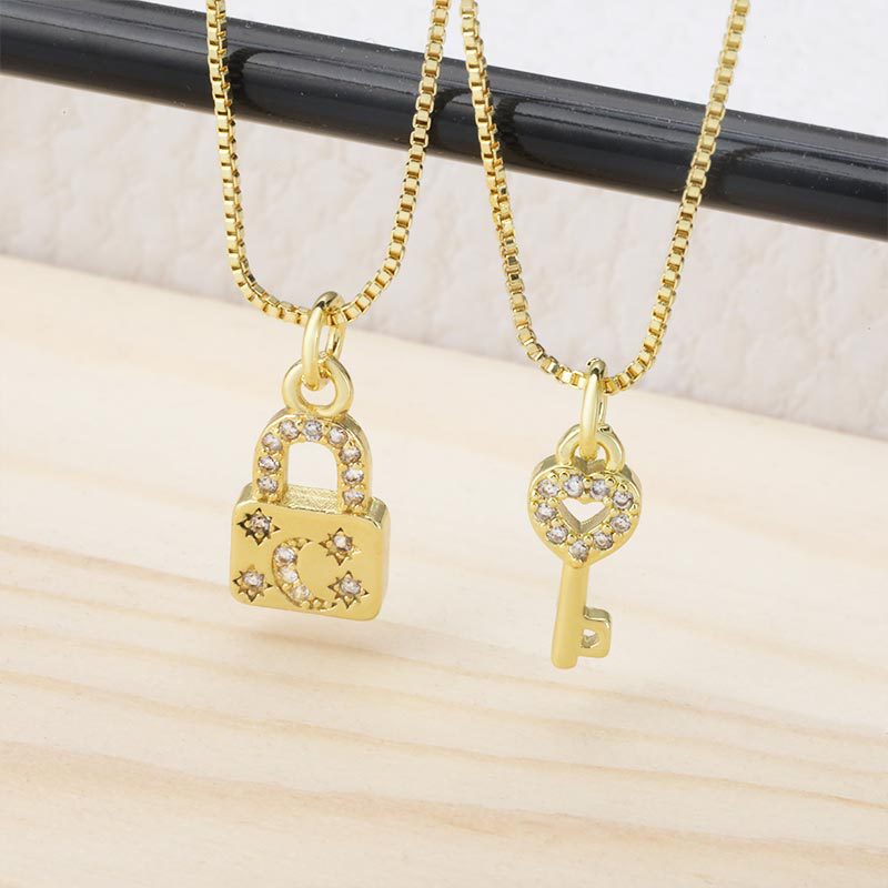 Honglu Cross-border Jewelry Wholesale, Love Keys, Hollow lock heads, pendants, necklaces, bracelets, DIY accessories Direct sales full figure