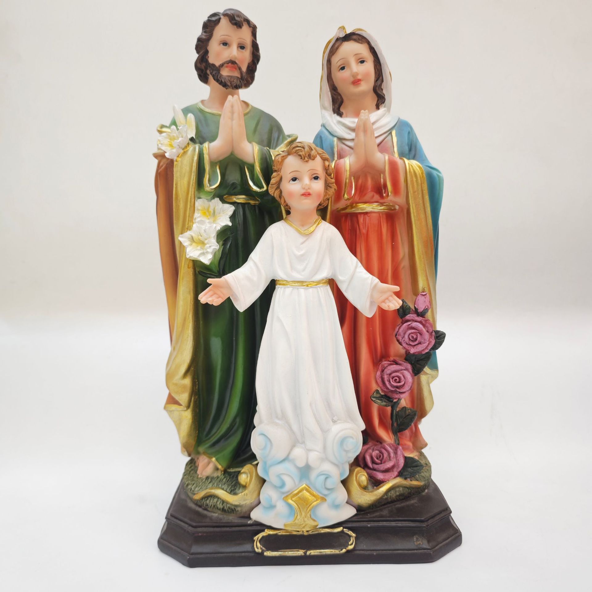 新品跨境装饰圣诞节35cm三口之家马槽摆件树脂桌面家具装饰