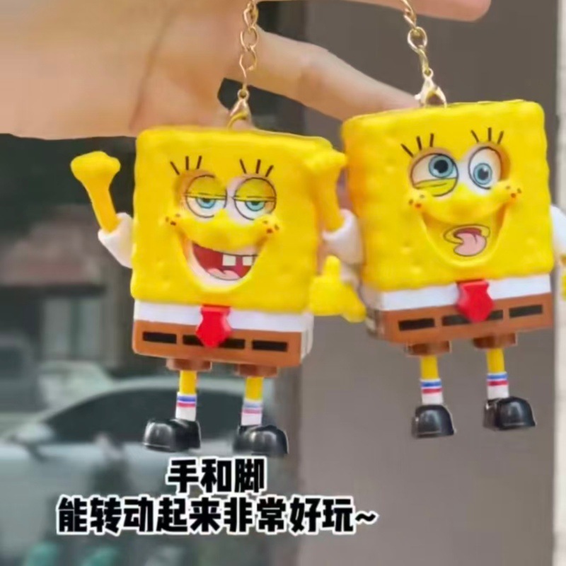 抖音爆款儿童玩具益智玩具海绵宝宝一键变脸公仔玩具解压玩偶手办变脸玩具 卡通旋转变脸玩具