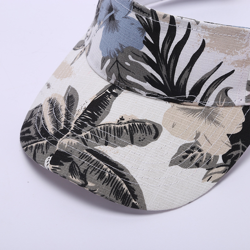 Marathon outdoor sports baseball cap, running headless breathable sun hat, pure cotton printed floral ceiling cap Item Picture