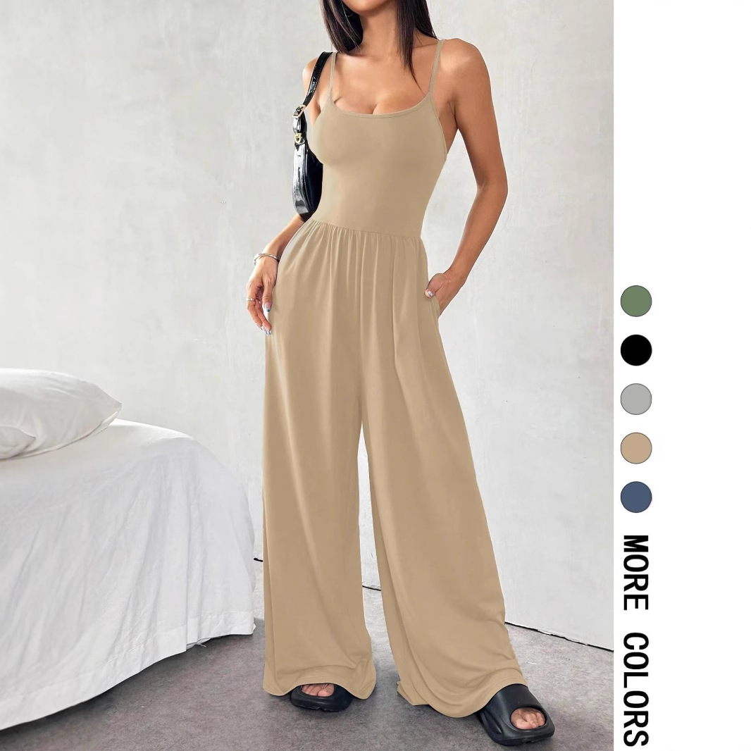 Cross-border European and American women's clothing Amazon export bestsellers 2026 Summer casual jumpsuits, sleeveless wide-leg pants and jumpsuits details Picture