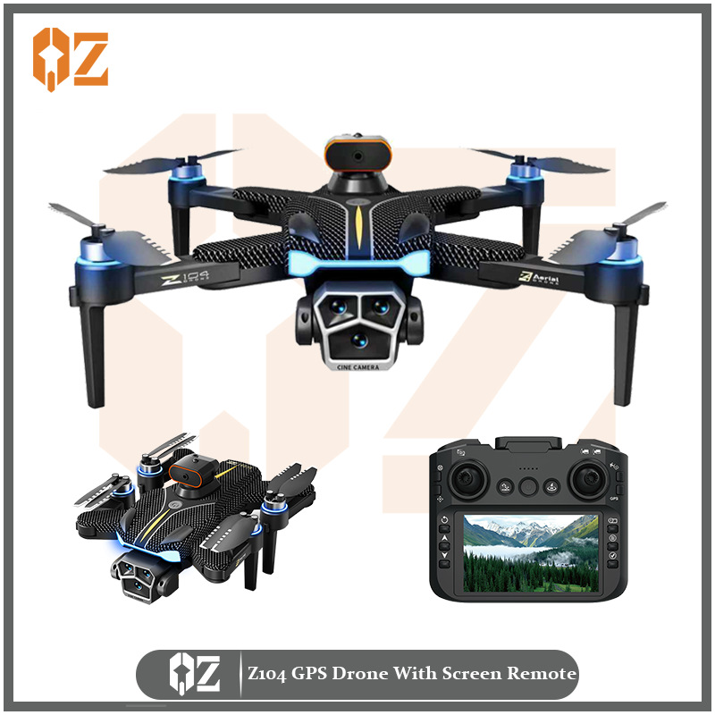 Z104 drone GPS return high-definition aerial photography aircraft with screen remote control obstacle avoidance, electrically adjustable remote control aircraft toy