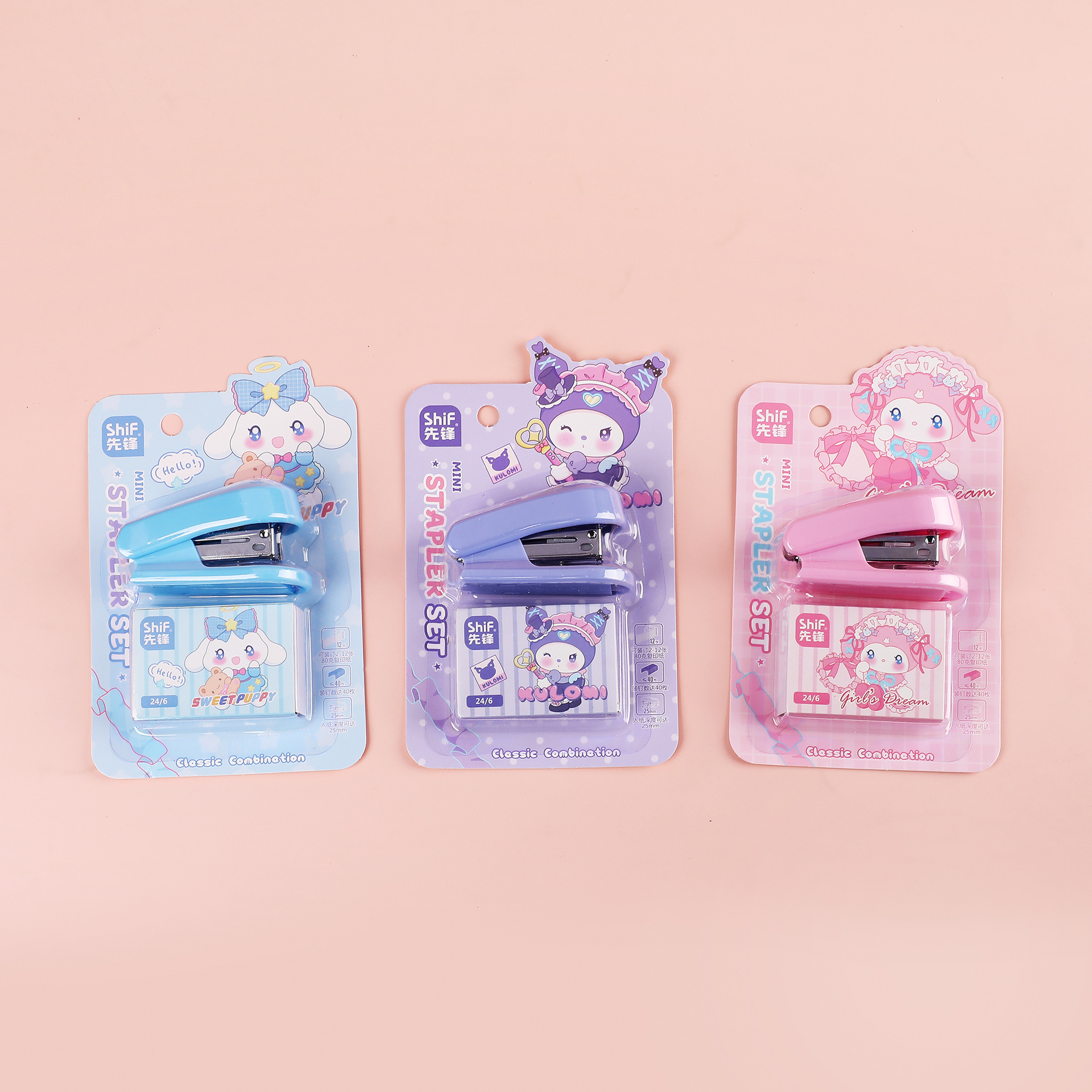 Pioneer 7141 Mini Stapler Set of 2 pieces, 12-pin cartoon stapler for primary school students wholesale details Picture