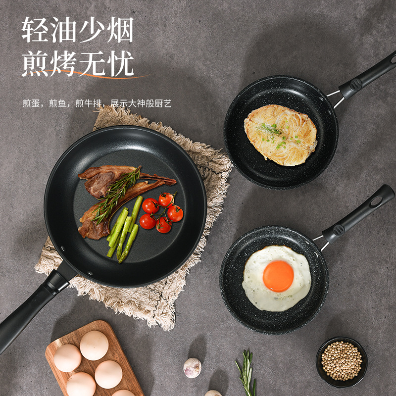 Tourmaline flat pan, non-stick pan, pancake and steak frying pan, household induction cooker, gas stove, egg frying pan, cross-border Specification image