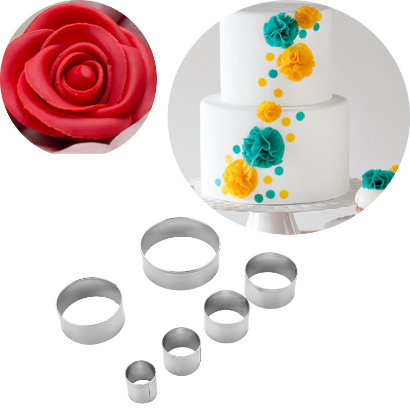 厨房用品烘培工具食品级不锈钢糖花切模水果切模圆形6件套蛋糕饼干粘土软陶模具亚马逊热销A303-3