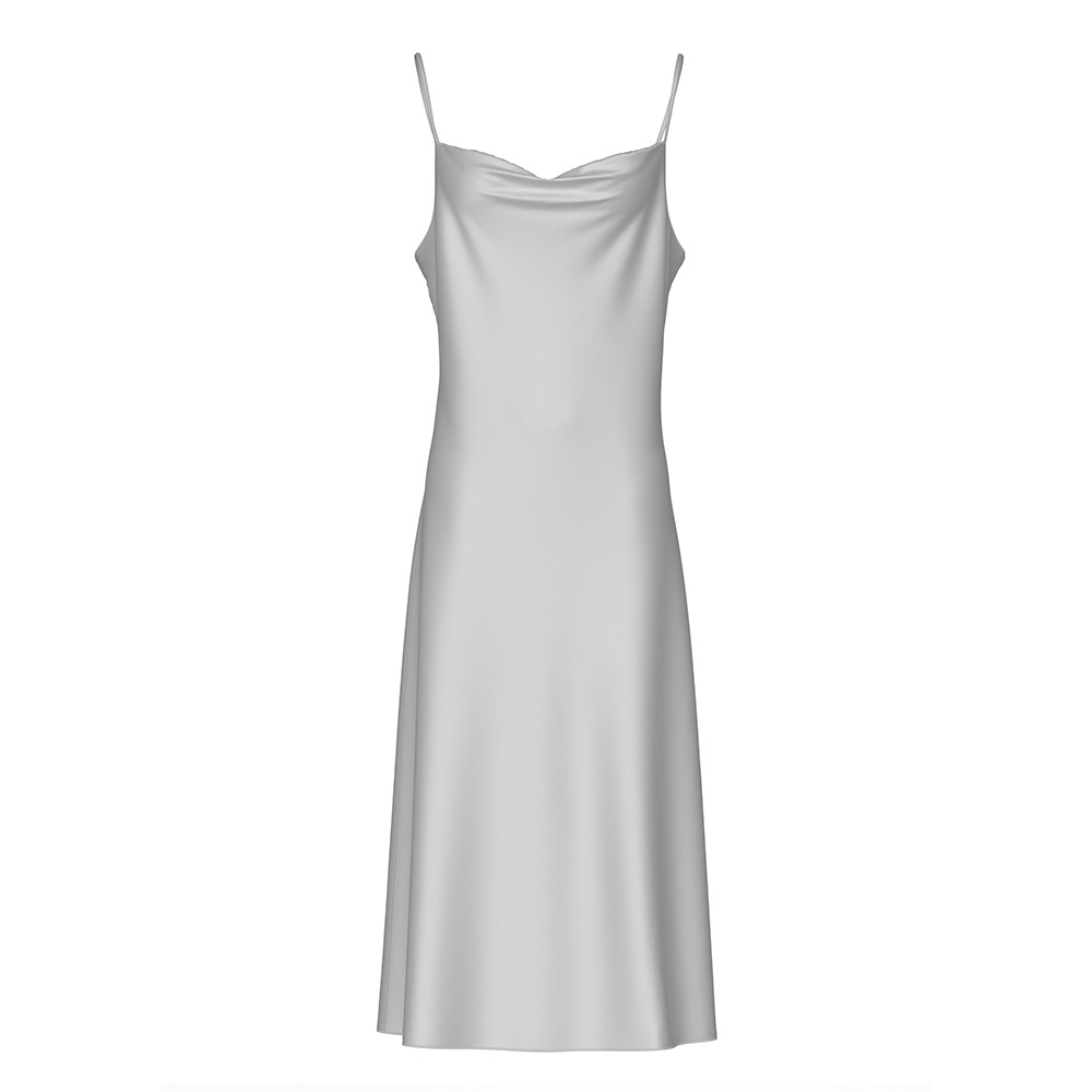 Halter pajama women's summer ice silk elegant swing neck thin nightgown home wear can be worn outside DQ1630 Item Picture