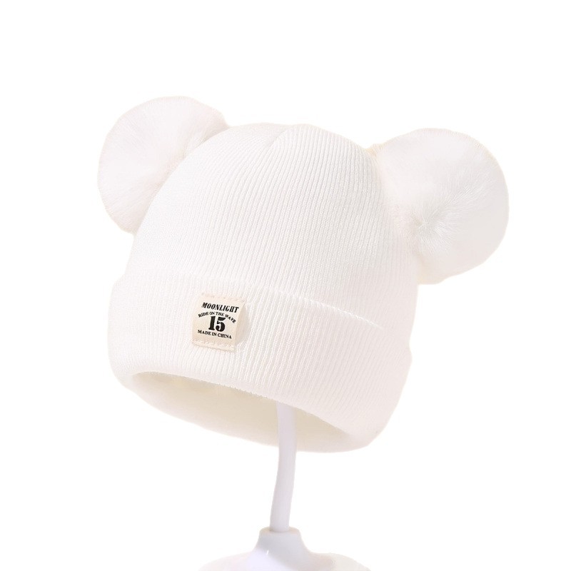 双层婴儿帽子保暖男女宝宝秋冬胎帽秋冬季婴幼儿初生0-12月新生儿白底实物图