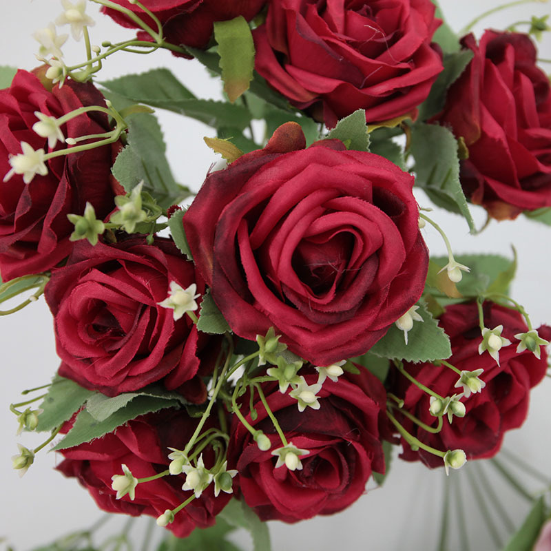 仿真9头皇妃玫把束玫瑰花婚礼仿真花家居装扮道具假花绢花批发细节图
