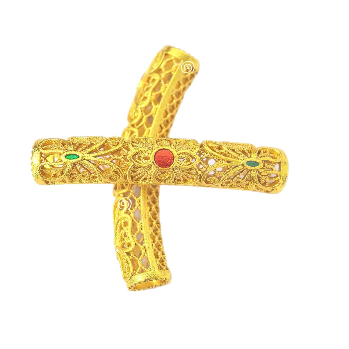 DIY new Chinese-style exquisite and light luxury small accessories with electroplated sand gold inlaid corundum hollowed-out small flower elbow pipe fittings Item Picture