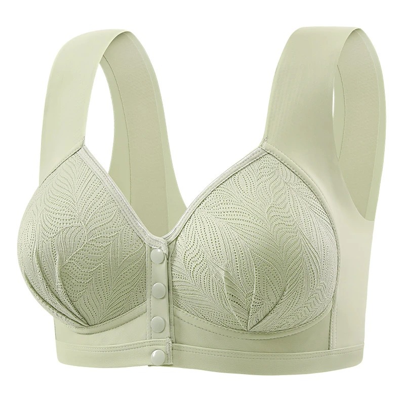 The new cross-border front buckle seamless fixed cup is simple, breathable, and gathers without a steel ring. It is a large-sized bra cover for mom's underwear details Picture
