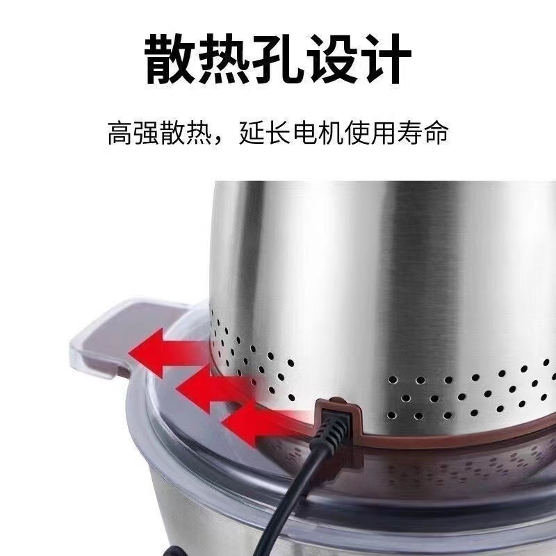 The new German meat grinder is suitable for both home and commercial use. It features high power and large capacity for kneading dough, mincing vegetables, multi-functional cooking, chili sauce, garlic and ginger Application Scenario