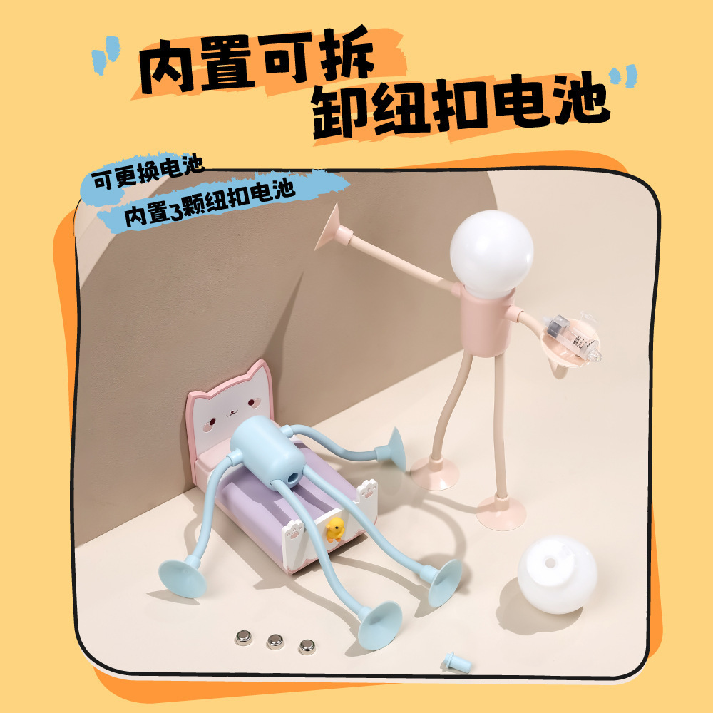 New versatile lamps, creative gifts, fun and funny button battery table lamps, decorative items, vacuum adsorption mini night lights Application Scenario