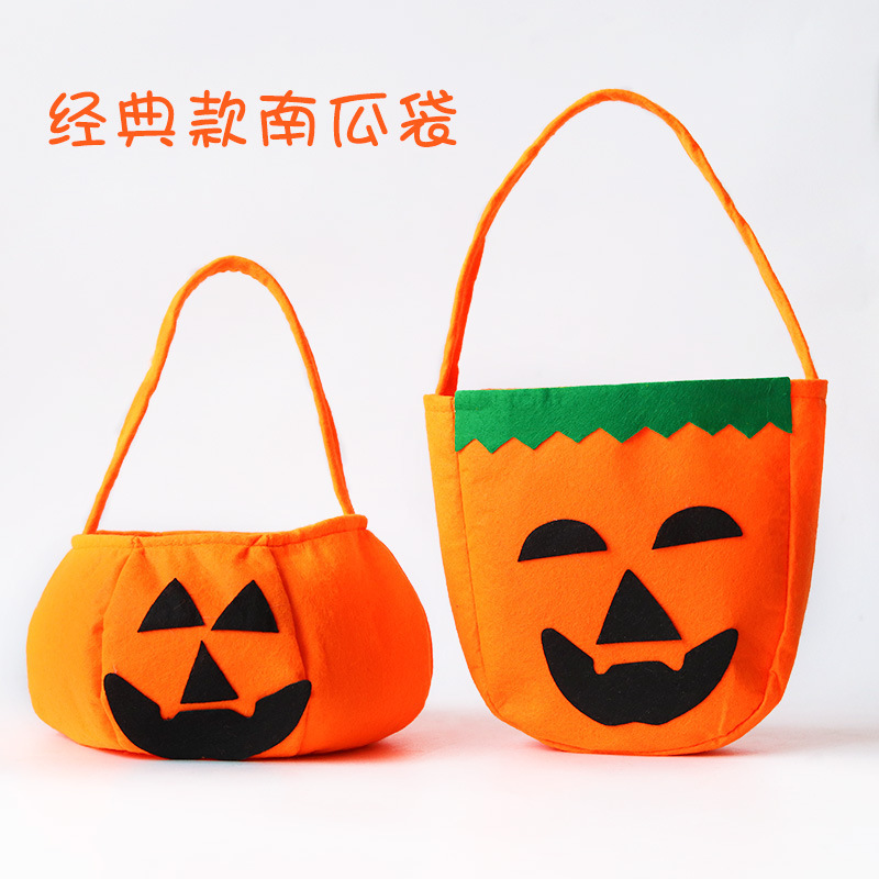 万圣节产品化妆服饰道具 万圣节南瓜袋手提立体无纺布袋子糖果袋
