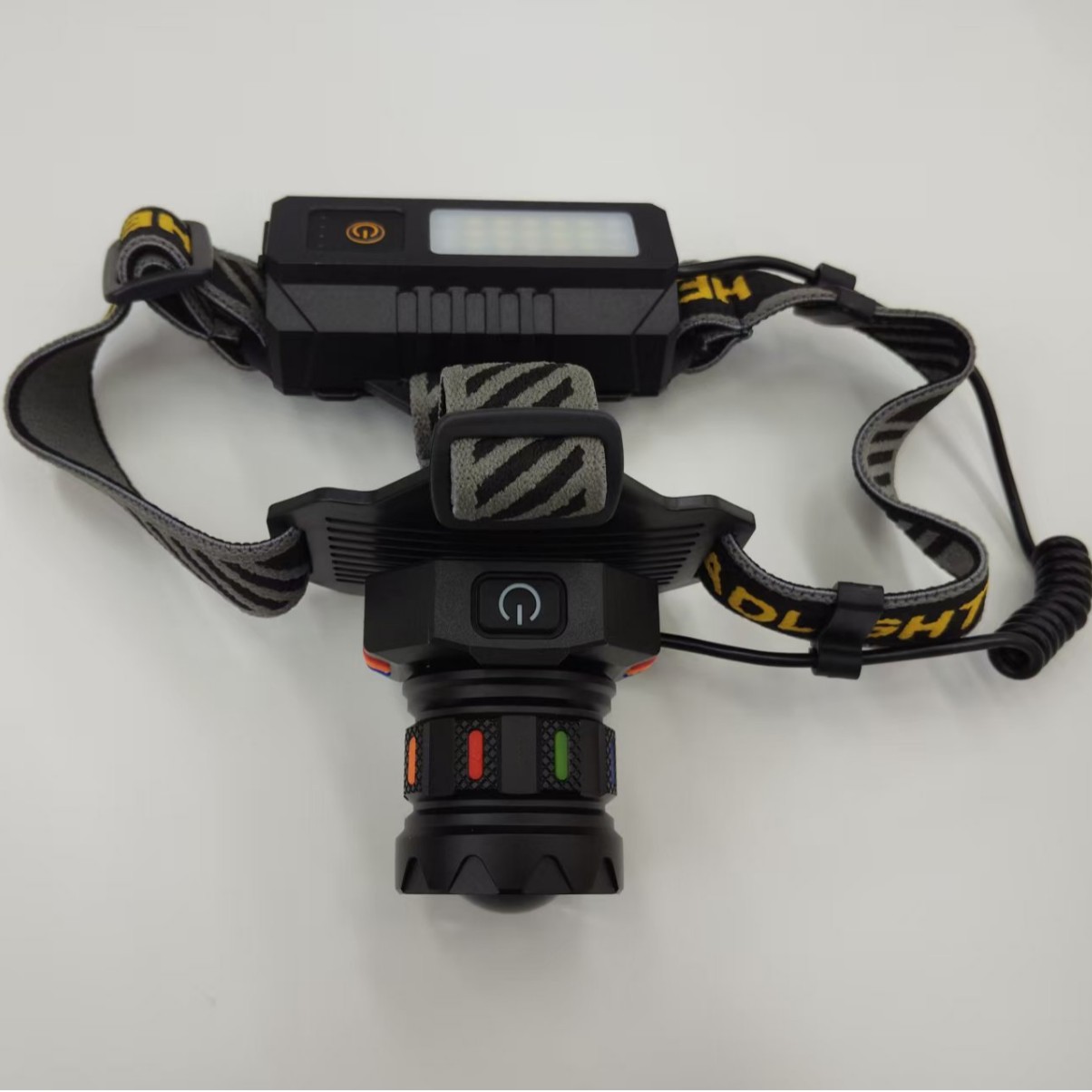 头灯/头灯手电筒/头灯探险灯/头灯钓鱼灯/头灯可以换电池白底实物图