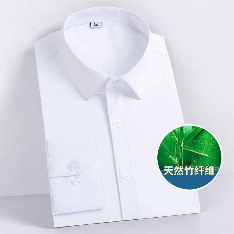 Spring style for both men and women, commuter men's bamboo fiber shirts, casual business professional warm shirts, long-sleeved men's wear details Picture