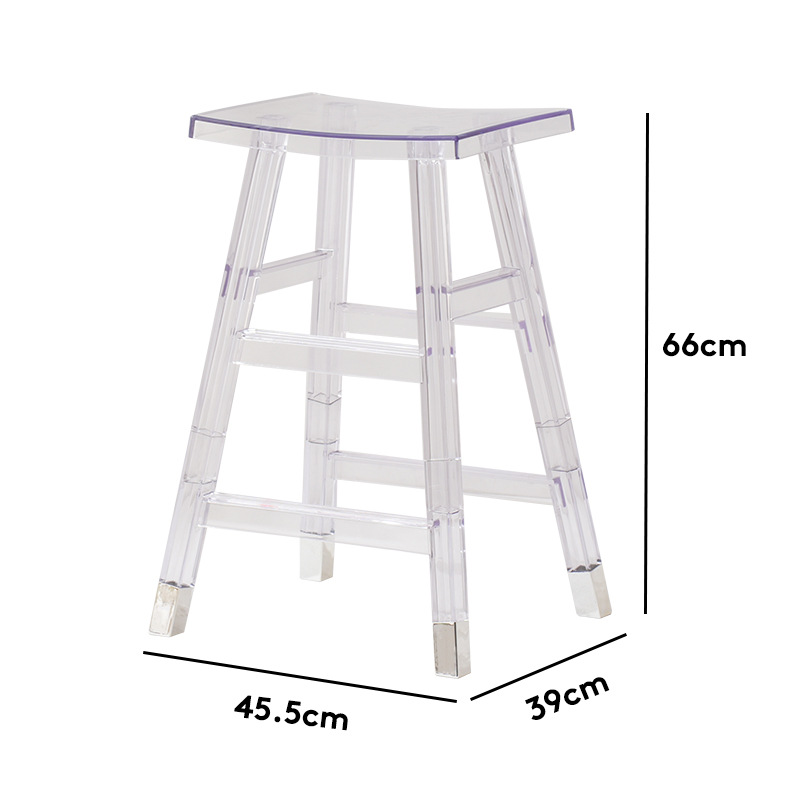 Nordic Star designer transparent backrest popular bar stool, front desk bar, coffee shop, milk tea shop high bar stool and chair Item Picture