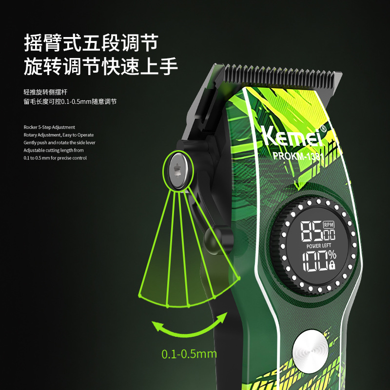 Kemei Professional electric clipper silent PROKM-1381 Hair salon electric hair clipper digital display fast charging hair clipper cross-border Application Scenario