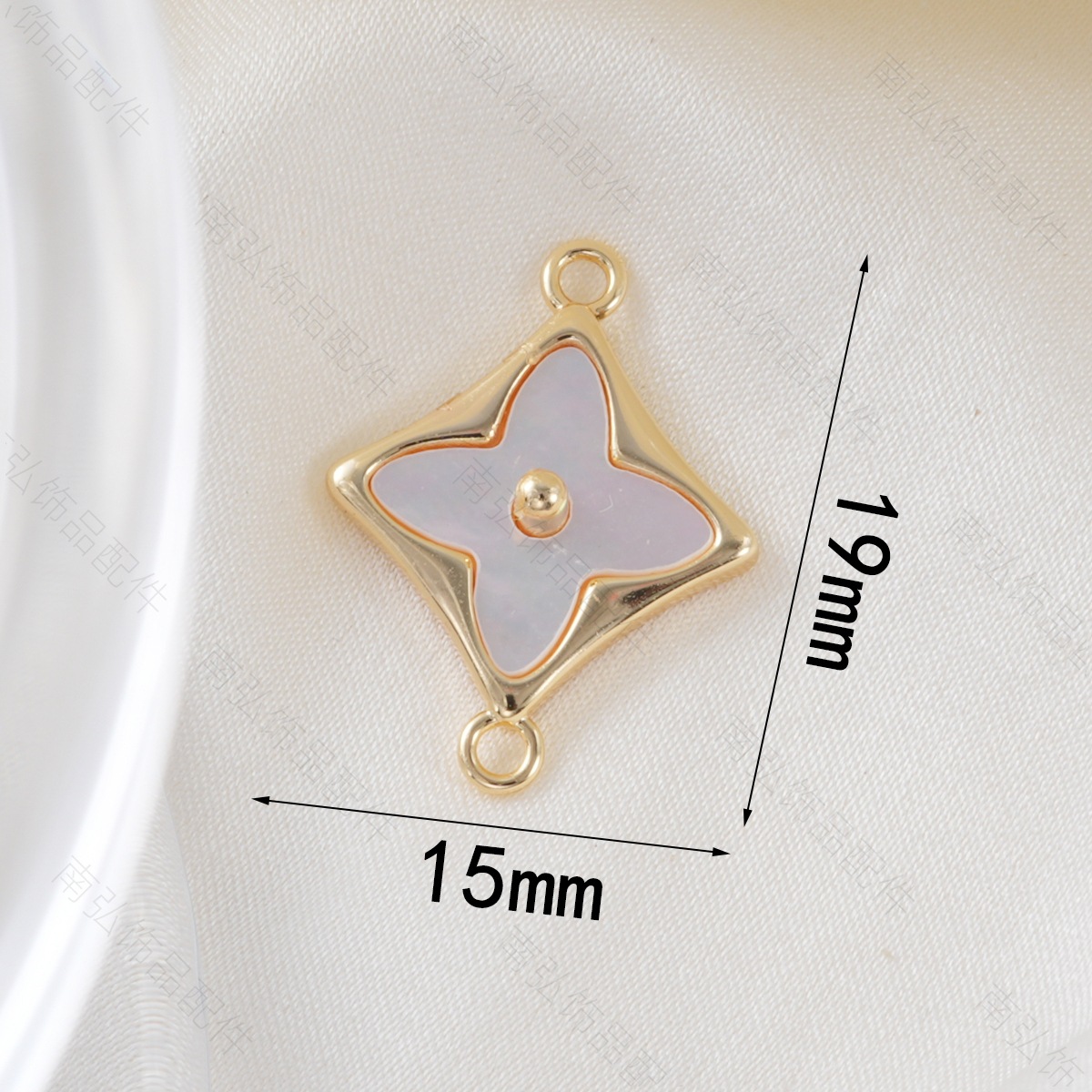 Copper-plated 18k gold color retention inlaid white shell four-leaf clover connection buckle bracelet, necklace clasp, DIY jewelry accessories Specification image