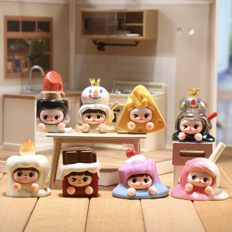 The cute and colorful girl home desktop decoration items, figurines, trendy resin handicrafts, etc. have been transformed into cute blind boxes details Picture