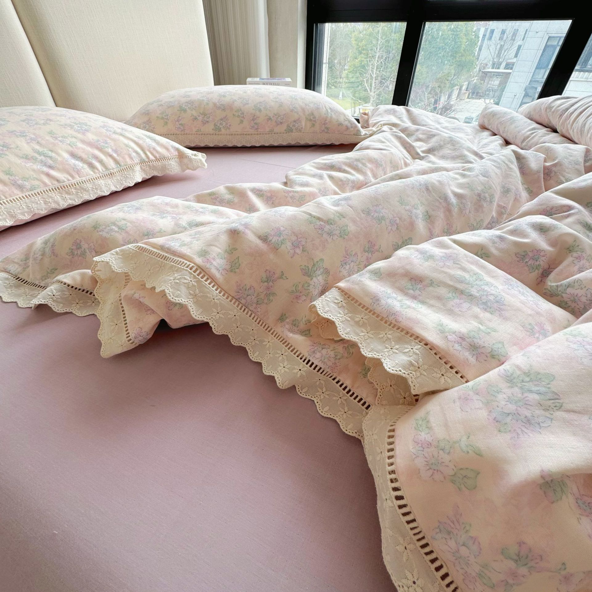 Double-layer gauze YU~A class mother and baby grade double-layer gauze four-piece set, French-style girlish all-cotton dormitory Application Scenario