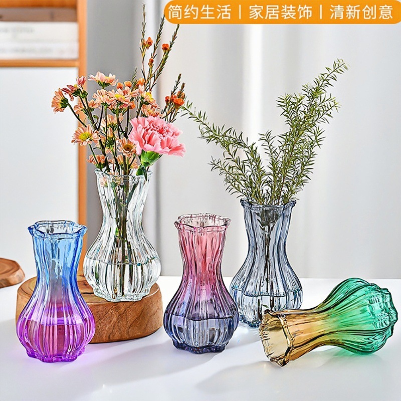 Nordic garlic-patterned glass vase with a transparent tabletop for living room decoration, ins style, high appearance level, dried fresh flower vase