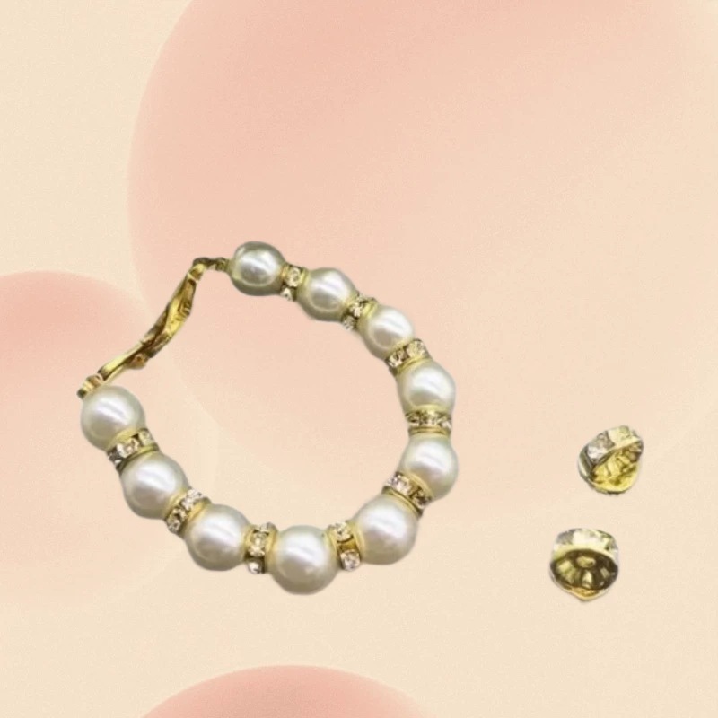 Flat-edge diamond ring pearl diy jewelry accessories, copper-edge diamond ring necklaces, bracelets, clothing, bags, jewelry accessories wholesale Specification image