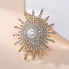 New fashionable, elegant and high-end women's light luxury full diamond brooch, graceful pearl brooch, suit accessory sunflower brooch Specification image