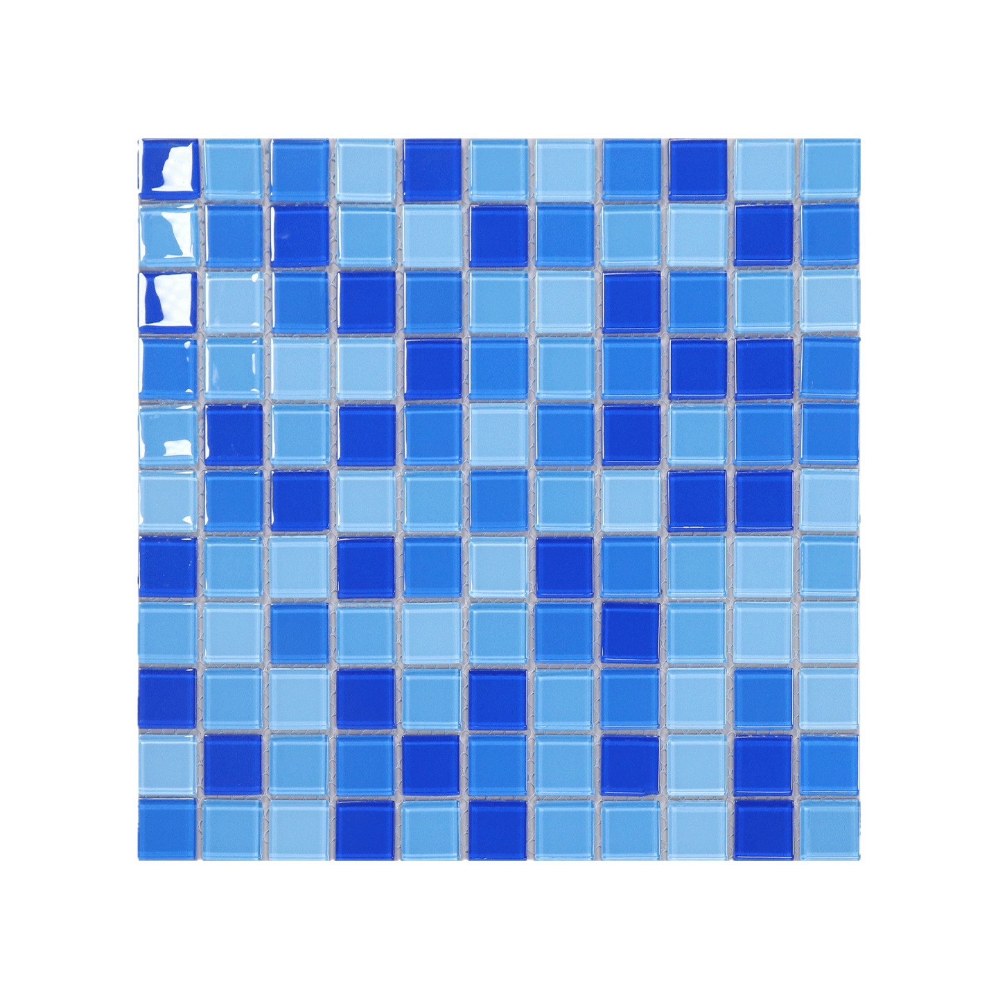 水晶玻璃马赛克泳池瓷砖拼图户外幻彩蓝色喷泉水池鱼池专用泡池砖白底实物图