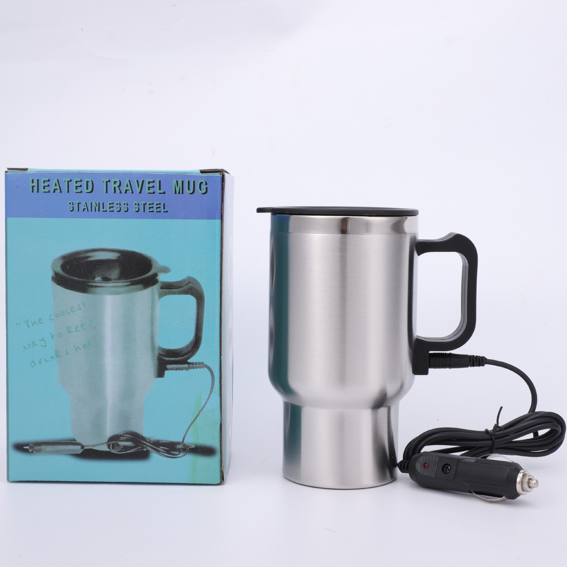Wholesale double-layer stainless steel 12V car plug-in cup, double-steel charging car cup, insulated electric heating cup