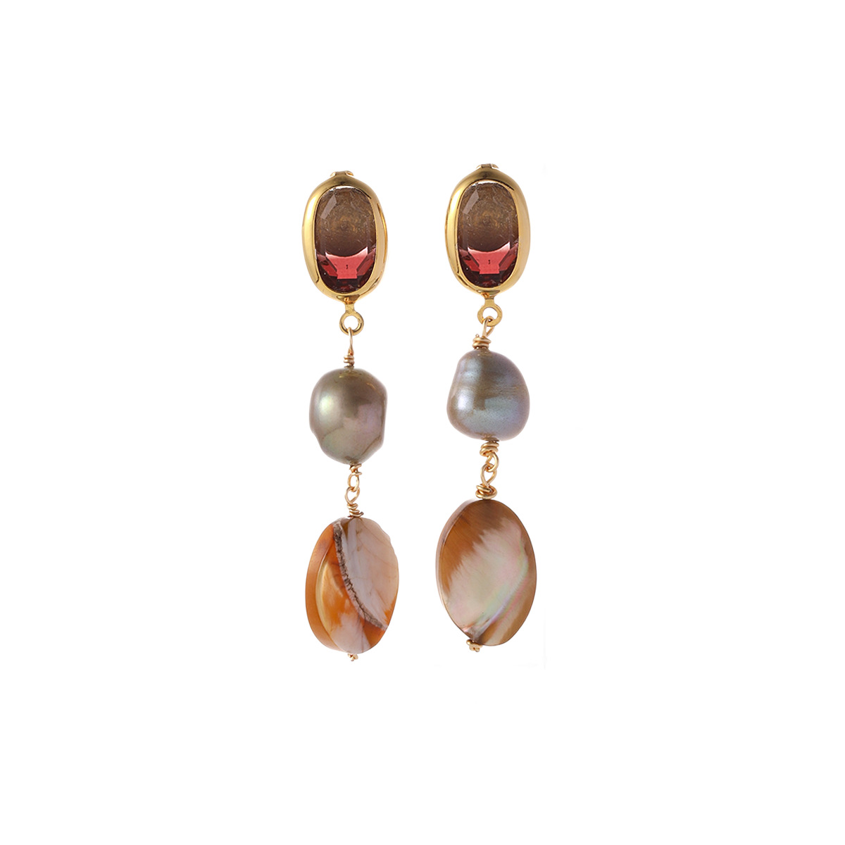 Nasha European and American cross-border Bohemian style natural shell pearl earrings, women's retro elegant and fashionable pendant earrings Item Picture