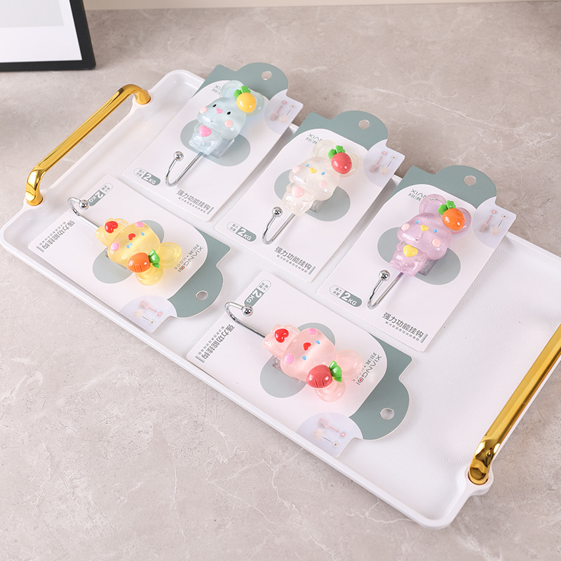 Creative fruit resin, cartoon, cute, strong adhesive, key, wall hanging, wall hanging, clothes hanger hook, traceless towel adhesive hook