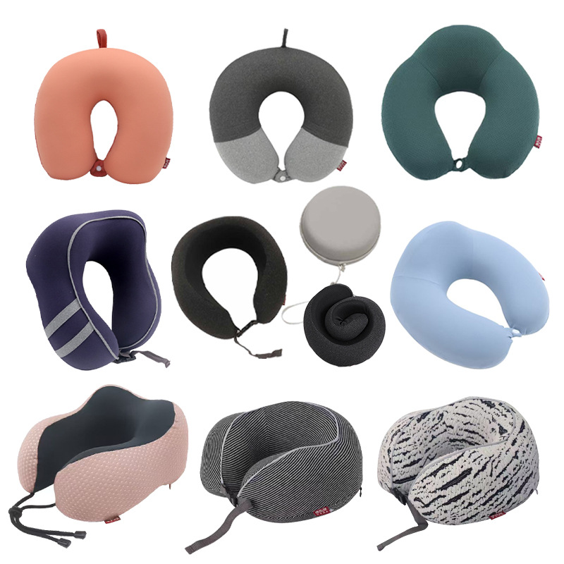 商务简约记忆棉u型枕 康乐屋办公旅行护颈枕 慢回弹纯色颈枕批发