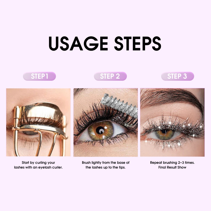 【 Exclusive for Foreign Trade 】QICIY Sparkling Mascara: Thick, Slender, Curly, Waterproof and Non-smudge 3-color mascara Specification image