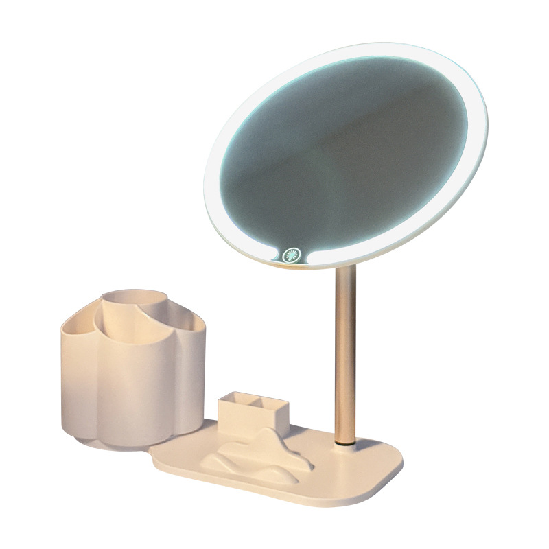 2024 New desktop dressing table, desktop dressing mirror with light and storage box, all-in-one high-end women's mirror, makeup mirror Item Picture